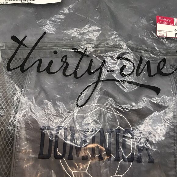 NEW Thirty-one Spirit Cinch Sac Backpack Spirit Grey Drawstring Soccer Gym Bag - Picture 3 of 6
